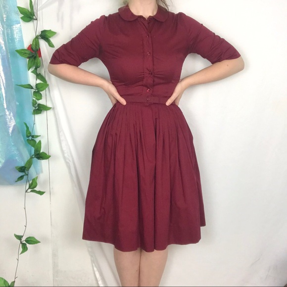Vintage 1950’s burgundy dress - Picture 3 of 4